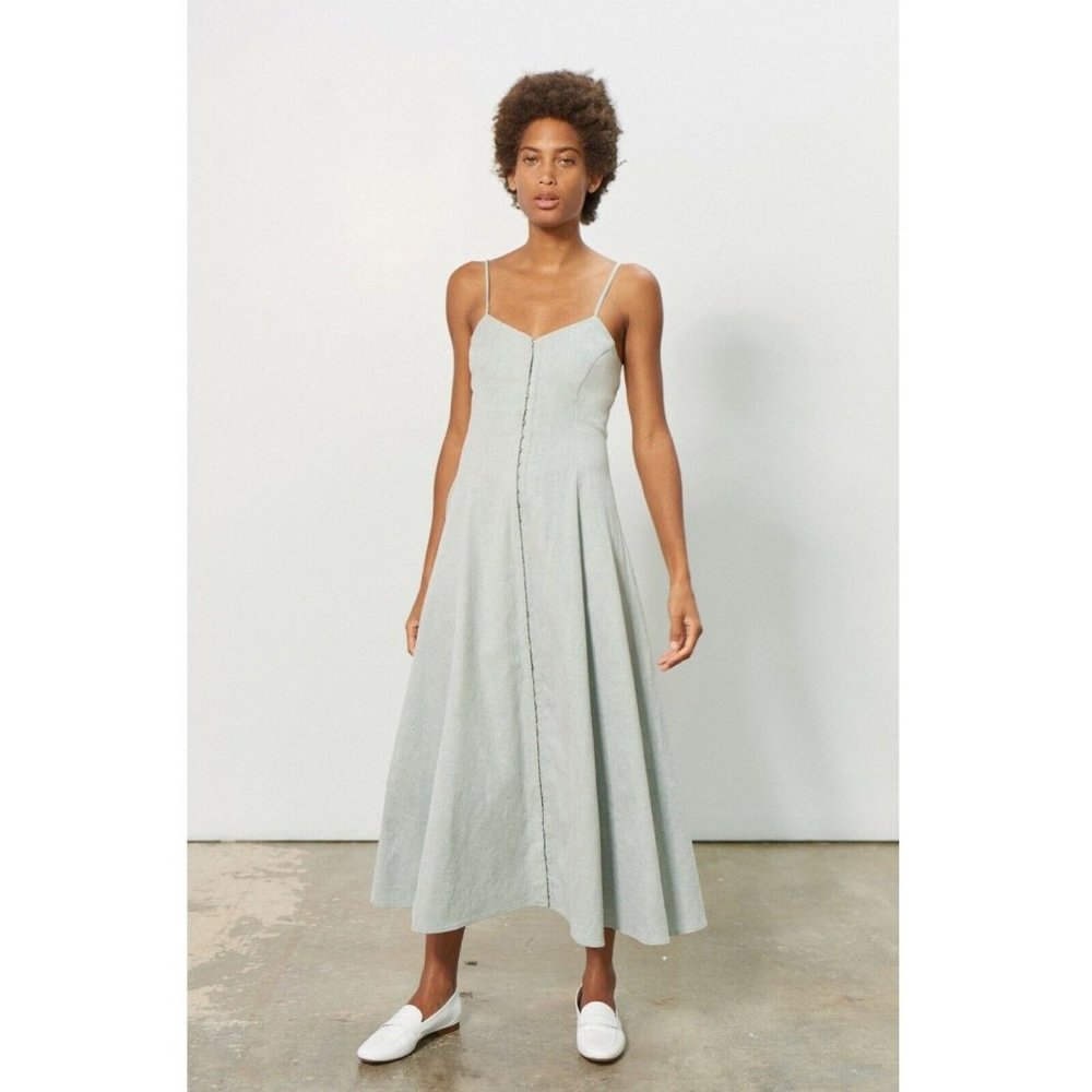 Mara Hoffman Womens Blue Spaghetti Strap Hook And Eye Robyn Dress Size 8